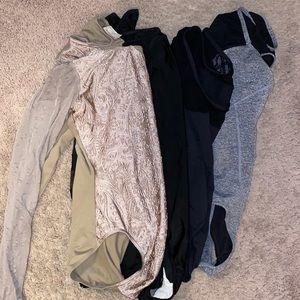 DANCE LEOTARDS - Assorted colors - 4 leotards, all long sleeve and 3/4 sleeve!